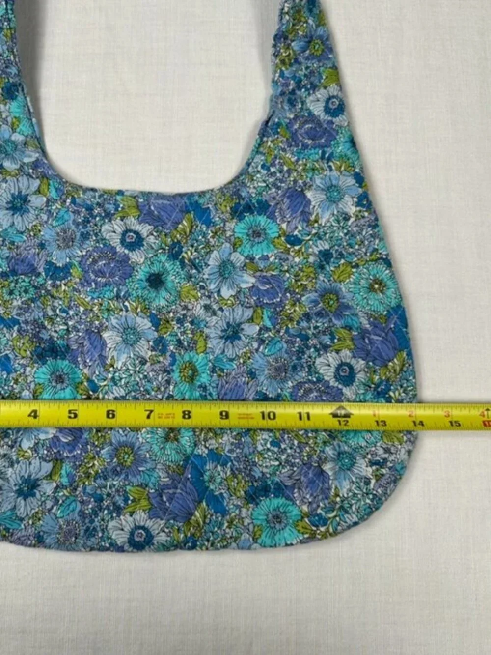 Quilted‎ Floral Hobo Sling Bag Blue Green Boho Cloth Hippie Festival 70s Retro